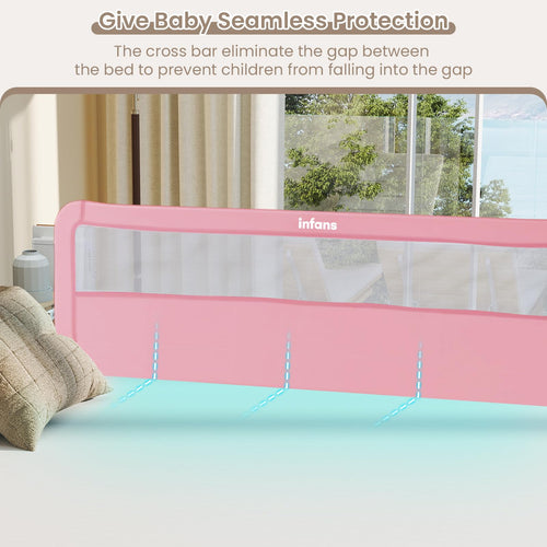 INFANS Bed Rail for Toddlers, 59" Foldable Safety Baby Crib Rail Fit for Kids Twin, Extra Long Swing Down Bed Guardrail for Convertible Crib, Queen, Full, King Mattress Side Guard