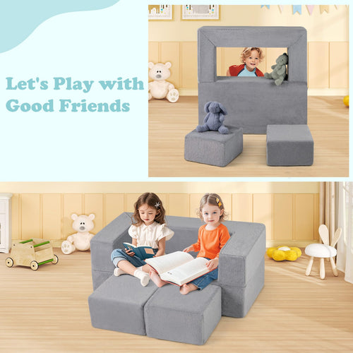 INFANS Modular Kids Play Couch, Toddler Sectional Fort Building Sofa