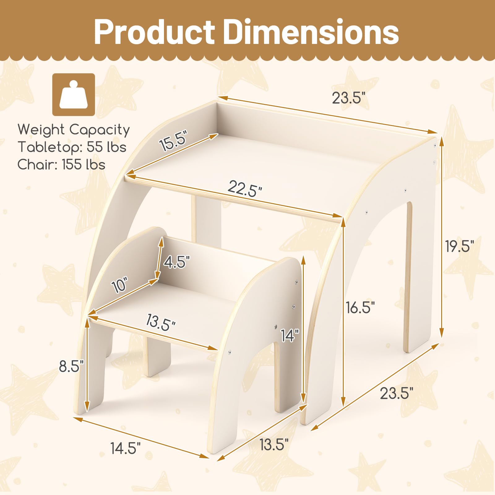 OLAKIDS Kids Table and Chair Set, Wooden Activity Table for Toddlers
