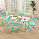 OLAKIDS Kids Table and Chiar Set, Height Adjustable Toddler Desk and 4 Chairs