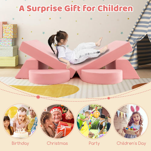OLAKIDS Mondular Kids Play Couch, 8PCS Toddler Sectional Sofa Building Fort