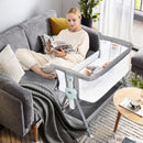 INFANS Baby Bassinet Bedside Crib, Adjustable Heights & Angle, Detachable & Washable Mattress