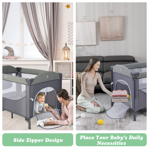 INFANS 5 in 1 Portable Playard, Larger Size Baby Bassinet Bedside Sleeper, Diaper Changer, Foldable Bedside Crib