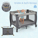 INFANS 4 in 1 Pack and Play, Portable Baby Kid Infant, Travel Playard with Bassinet, Mattress, Diaper Changer