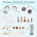 OLAKIDS Kids Kitchen Playset, Toddler Wooden Kitchen Pretend Cooking Toy Set with Coffee Maker