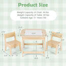 OLAKIDS Kids Table and Chair Set, 3 in 1 Wooden Activity Table with Removable Tabletop, Blackboard and Whiteboard