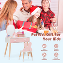 OLAKIDS Kids Vanity Set, 2 in 1 Wooden Princess Makeup Table and Chair with Mirror OLAKIDS