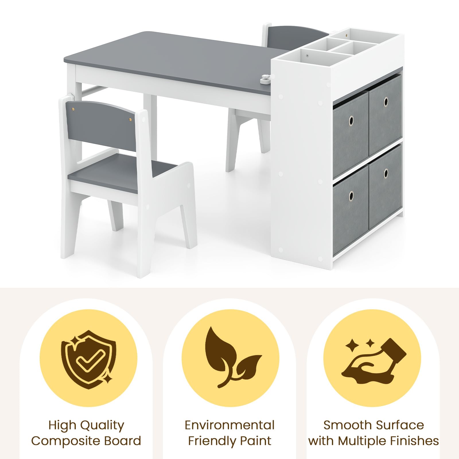 OLAKIDS Kids Table and Chair Set, Toddler Art Craft Play Wood Activity Desk