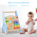 INFANS Wooden Baby Walker, Montessori Walker with Multiple Activity Toys, Push Walker Toys for Infant Learning to Walk