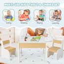OLAKIDS 3 in 1 Kids Table and Chair Set, Wood Multi Activity Table with Removable Tabletop, Detachable Blackboard