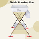 INFANS Baby Changing Table, Folding Diaper Station Portable Nursery Organizer with Safety Belt and Storage Racks