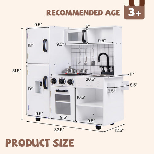OLAKIDS Play Kitchen for Kids, Wooden Kids Play Kitchen Playset
