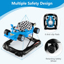 INFANS Foldable Baby Walker, Toddler Activity Center Leaning-Seated Walk-Behind with Steering Wheel, Adjustable Height