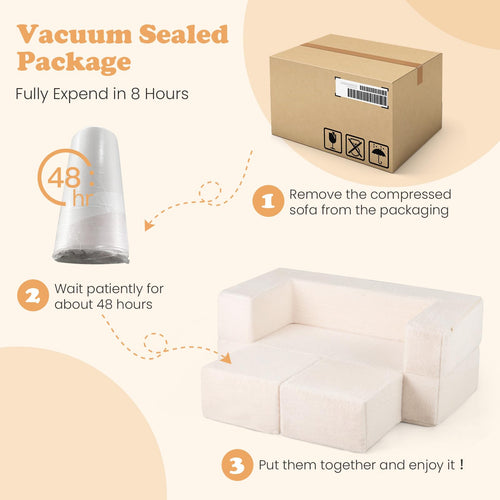 INFANS Modular Kids Play Couch, Toddler Sectional Fort Building Sofa