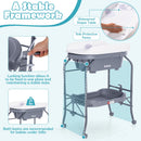 INFANS 2 in 1 Baby Changing Table with Bath Tub Unit, Folding Diaper Dresser Station with Wheels Waterproof