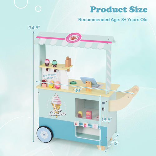 OLAKIDS Ice Cream Cart Grocery Store Marketplace Toy for Ages 3+