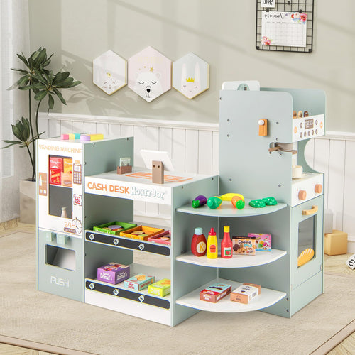OLAKIDS Grocery Store Playset, Kids Play Store, Wooden Supermarket Playset, Pretend Play Store Gift for Toddler