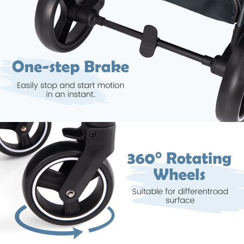 INFANS 2 in 1 Baby Stroller, Convertible Stroller, Foldable High Landscape Shock Absorption with Reversible Seat