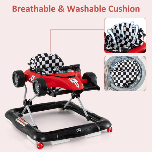 INFANS 4 in 1 Baby Walker, Foldable Toddler Activity Center with Adjustable Height, Removable Toy Tray, Push Walker