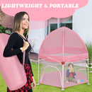 INFANS Baby Playpen with Removable Mesh & UV Canopy, 53" Portable Playhouse with Carry Bag, Easy Folding Playard Activity Center