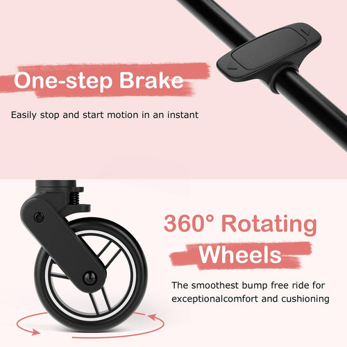 INFANS Lightweight Baby Stroller, One-Hand Gravity Fold, Compact Travel Stroller for Airplane