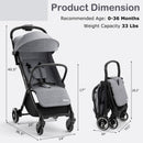 INFANS Lightweight Baby Stroller, One-Hand Gravity Fold, Compact Travel Stroller for Airplane