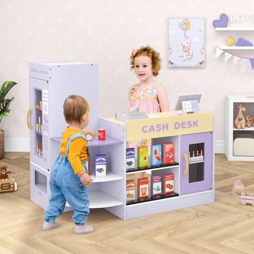 OLAKIDS Kids Grocery Store Playset, Wooden Supermarket Toy Set