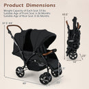 INFANS Double Stroller, Foldable Baby Tandem Stroller with Djustable Backrest Canopy Footrest