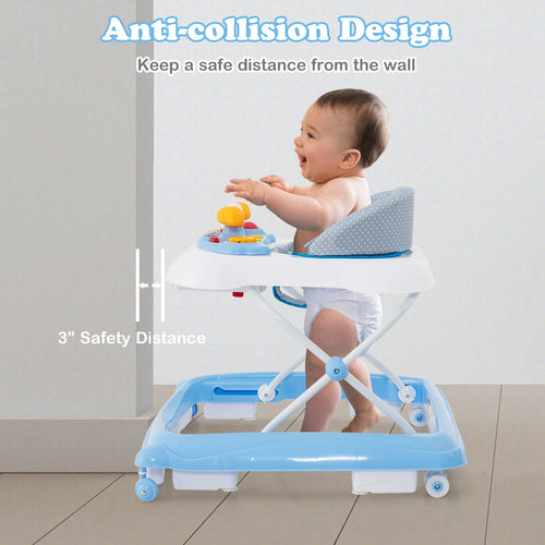INFANS Foldable Baby Walker, 3 in 1 Toddler Walker Leaning-Seated Walk-Behind with Washable Seat Cushion