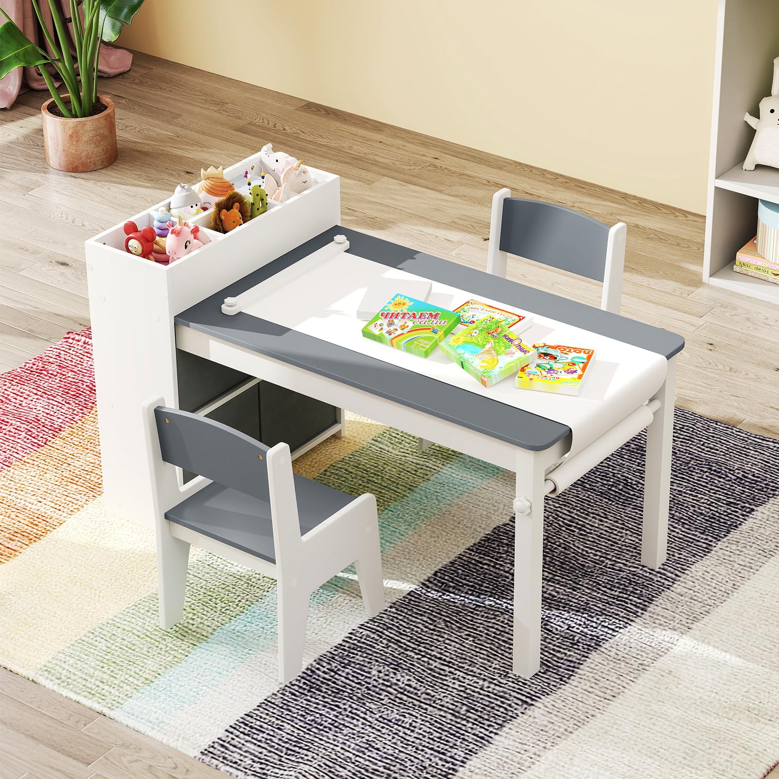 OLAKIDS Kids Table and Chair Set, Toddler Art Craft Play Wood Activity Desk