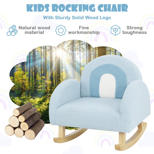OLAKIDS Kids Sofa, Toddler Rocking Chair with Solid Wooden Frame, Anti-Tipping Design, Plush Fabric, Children Armchair