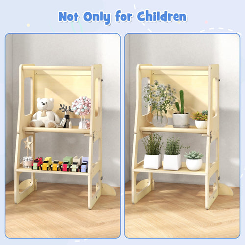 OLAKIDS Toddler Tower, 4 in 1 Foldable Kitchen Stool Helper Learning Standing Tower