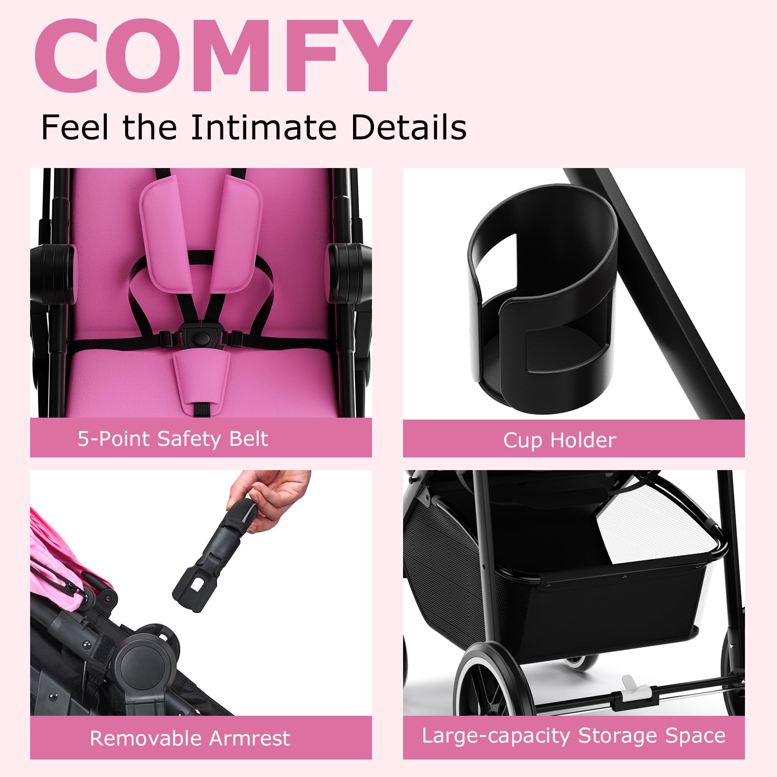 INFANS 2 in 1 Baby Stroller, High Landscape Infant Stroller & Reversible Bassinet Pram, Foldable Pushchair