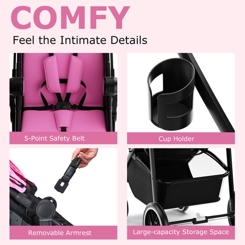 INFANS 2 in 1 Baby Stroller, High Landscape Infant Stroller & Reversible Bassinet Pram, Foldable Pushchair