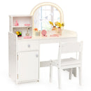 OLAKIDS Kids Vanity, Princess Makeup Desk and Chair Set with Lights Mirror, Pretend Play Vanity Set for Toddler Girls