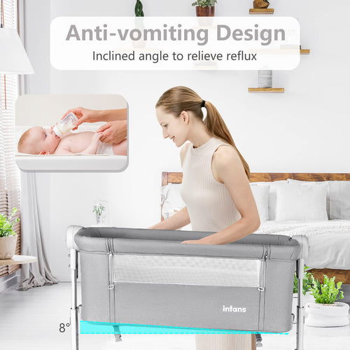 INFANS 3 in 1 Baby Bassinet, Bedside Sleeping, Rocking Cradle, Easy Folding Portable Safer Co-Sleeping Crib with Storage Basket