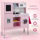 OLAKIDS Kids Kitchen Playset, Toddler Wooden Pretend Cooking Set with Realistic Light Sound