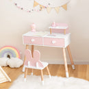 OLAKIDS Kids Vanity Set, 2 in 1 Wooden Princess Makeup Table and Chair with Mirror OLAKIDS