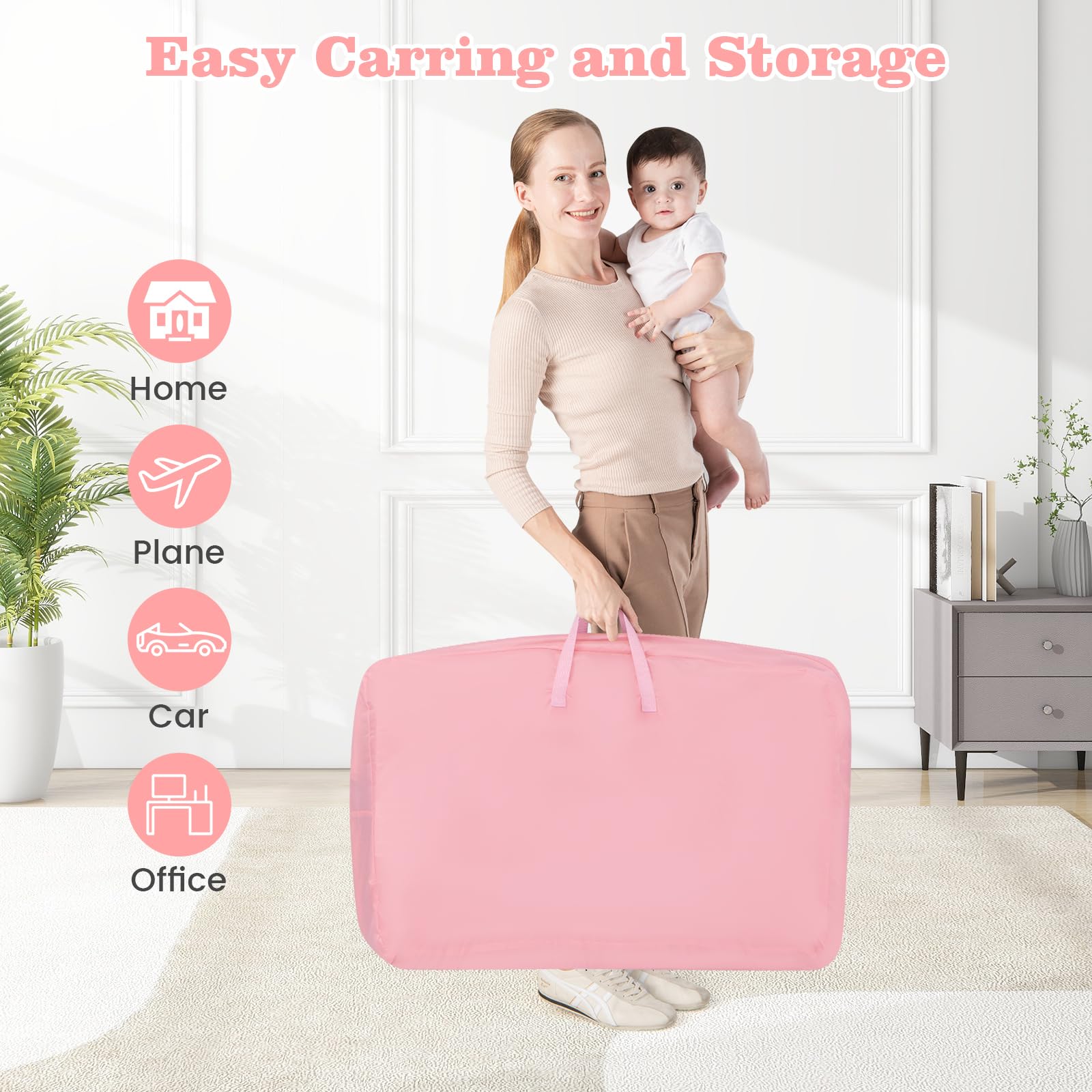 INFANS 3-in-1 Baby Bassinet, Bedside Sleeper with Comfy Mattress, Wheels, 6-Height Adjustable, Storage Basket