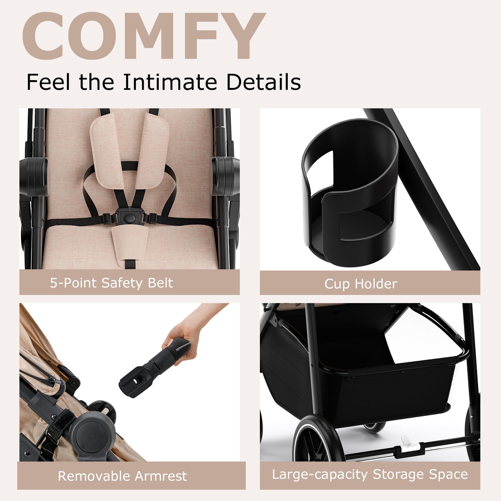 INFANS 2 in 1 Baby Stroller, High Landscape Infant Stroller & Reversible Bassinet Pram, Foldable Pushchair