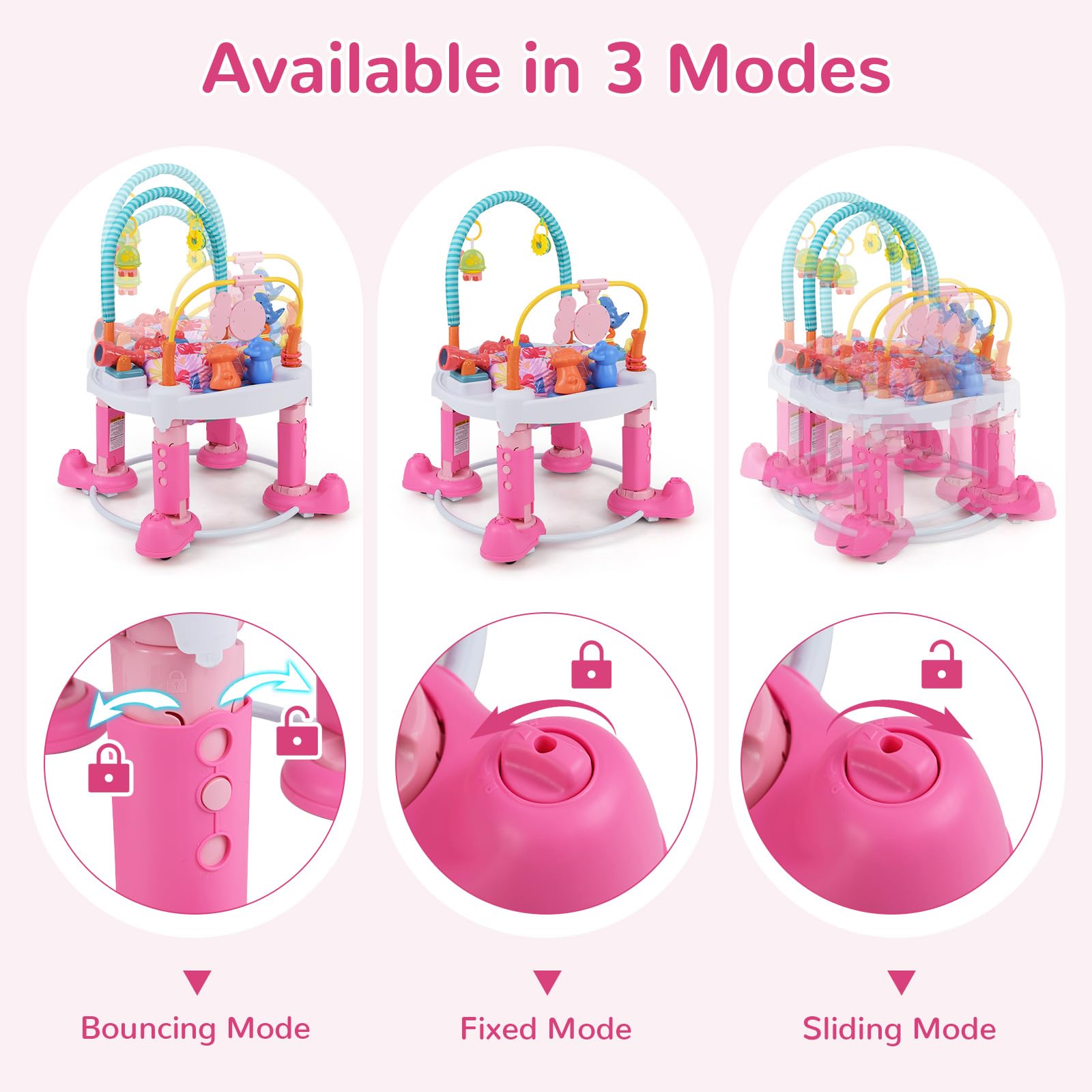 INFANS Baby Bouncer Activity Center 5 in 1 Toddler Bouncing Activity Saucer Playtime Mat Activity Table with 360°Rotating Seat