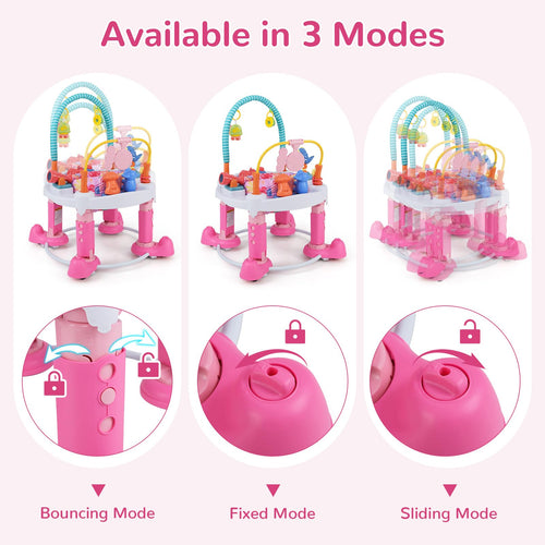 INFANS Baby Bouncer Activity Center 5 in 1 Toddler Bouncing Activity Saucer Playtime Mat Activity Table with 360°Rotating Seat