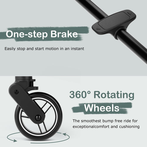 INFANS Lightweight Baby Stroller, One-Hand Gravity Fold, Compact Travel Stroller for Airplane