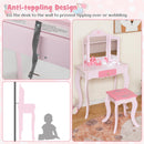 OLAKIDS Kids Vanity, 2 in 1 Princess Makeup Desk Set, Wooden Dressing Table, Pretend Play Vanity Set