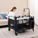 INFANS 3 in 1 Pack and Play, Portable Travel Baby Crib Bassinet with Detachable Mattress, Newborn Changing Table, Foldable Playpen