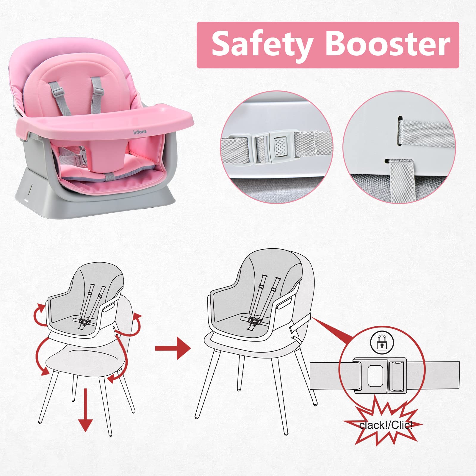 INFANS 8 in 1 Baby High Chair, Convertible Highchair for Babies and Toddlers, Infant Dining Booster Seat