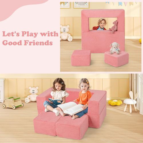 INFANS Modular Kids Play Couch, Toddler Sectional Fort Building Sofa