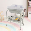 INFANS 2 in 1 Baby Changing Table with Bath Tub Unit, Folding Diaper Dresser Station with Wheels Waterproof