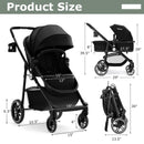 INFANS 2 in 1 Baby Stroller, High Landscape Infant Stroller & Reversible Bassinet Pram, Foldable Pushchair