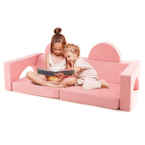 OLAKIDS Mondular Kids Play Couch, 8PCS Toddler Sectional Sofa Building Fort